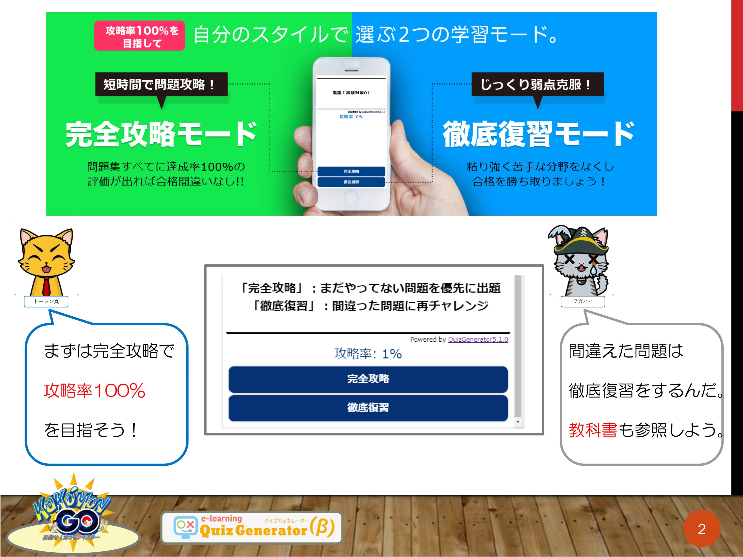 カコモンGOの2つの学習モード